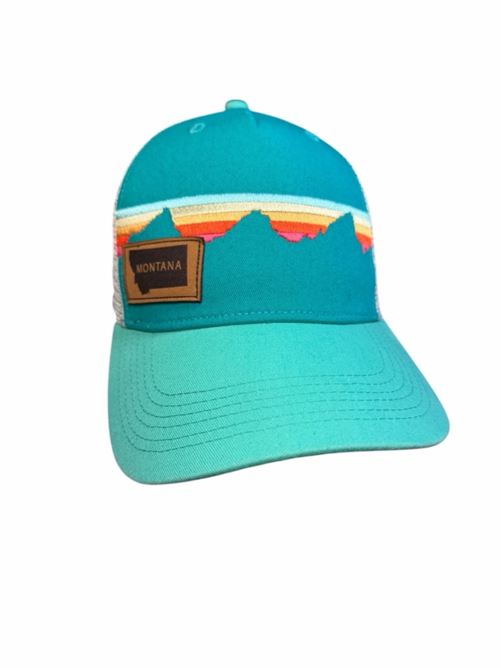 Locale Outdoor Montana Teal Mountain Stripe Trucker Hat
